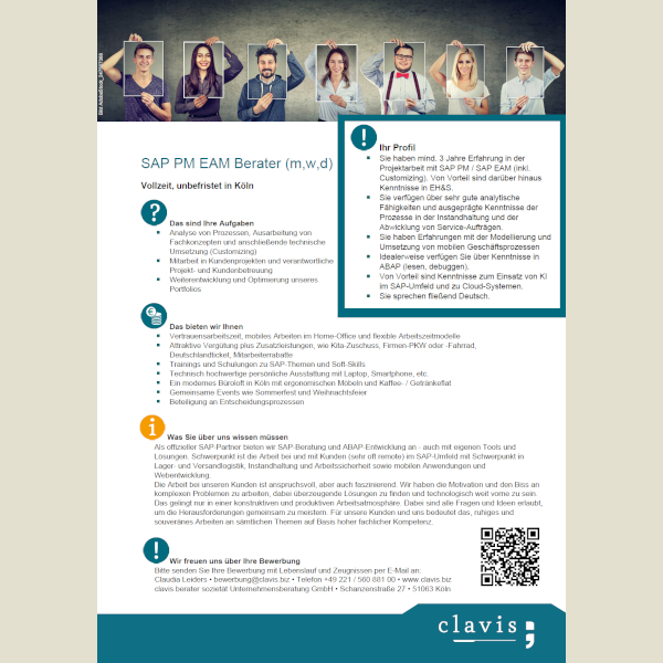 Button Stellenausschreibung SAP BeraterIn PM / EAM